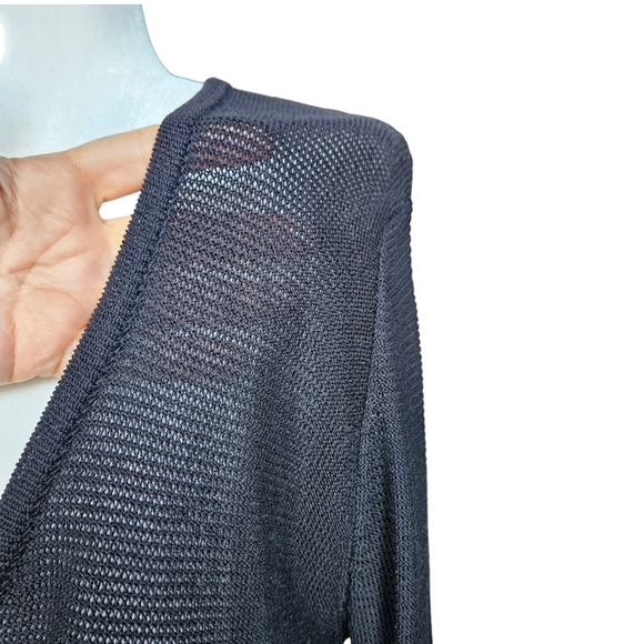 Lili Bleu knit black cotton cardigan rushed waist extended sleeve M / L / XL - Picture 5 of 17